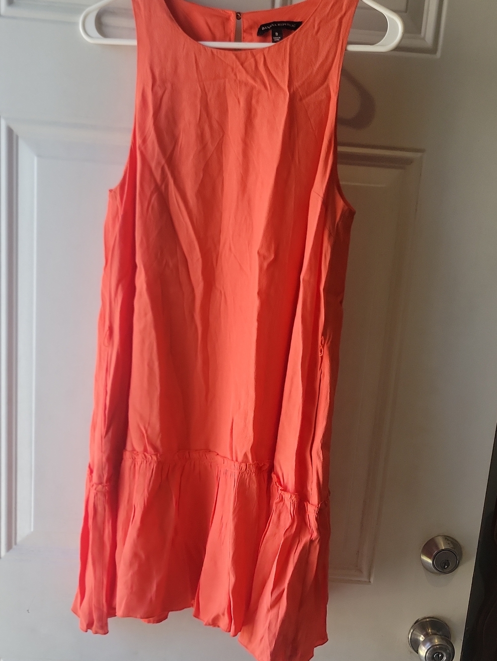 BANANA REPUBLIC  LIGHT PEACH Coral-Orange Sleeveless Ruffle Hem Dress Sz 8
